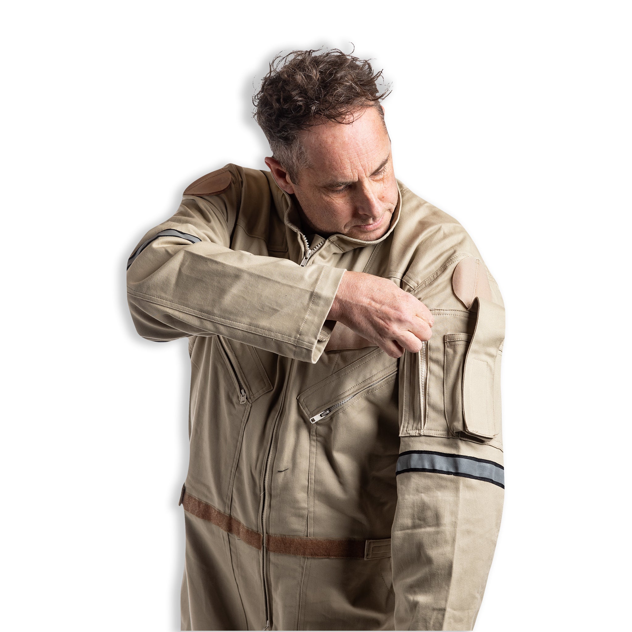 Beige Long Sleeve Flame Resistant Flight Suit-Commercial